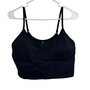 VS PINK Womens XXL Active Black Seamless Lightly Lined Longline Sports Bra